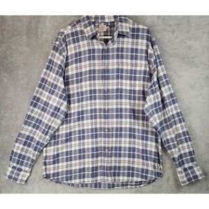 Faherty Brand Shirt Mens XL Blue White Plaid Cotton Flannel Button Down Casual